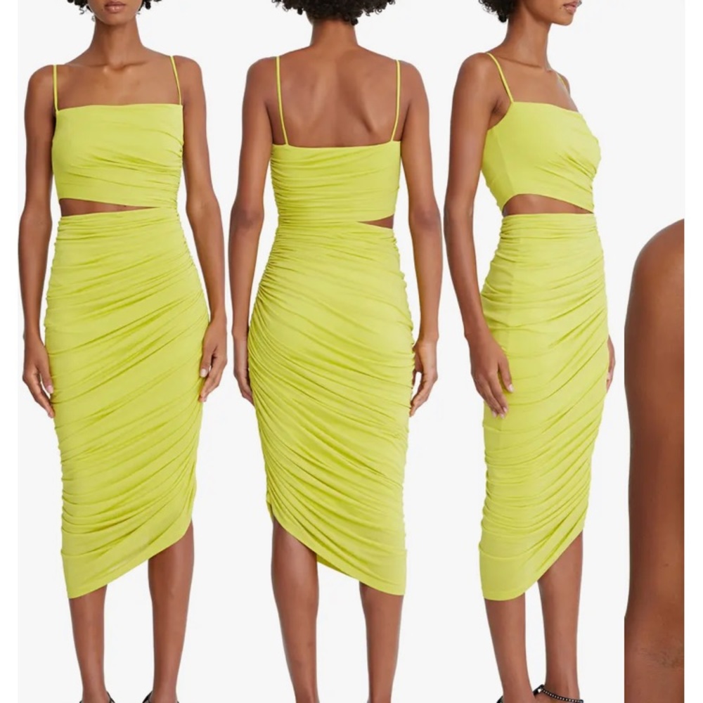 Halston Averie Ruched Jersey Cocktail Dress in Sulfur